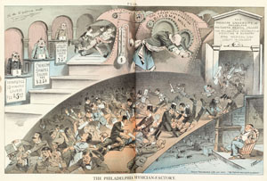 J. A. Wales. “The Philadelphia Physician-Factory,” Puck, April 14, 1880.